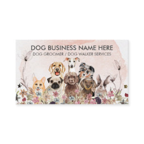 Watercolor Pink Flowers Pet Sitter Walker dogs Business Card
