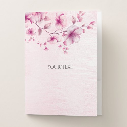 Watercolor Pink Flowers Pocket Folder