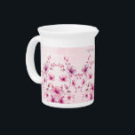 Watercolor Pink Flowers Porcelain Pitcher<br><div class="desc">Beautiful Watercolor Pink Flowers Porcelain Pitcher</div>