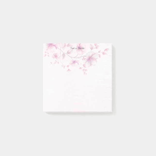 Watercolor Pink Flowers Post it Notes (Front)