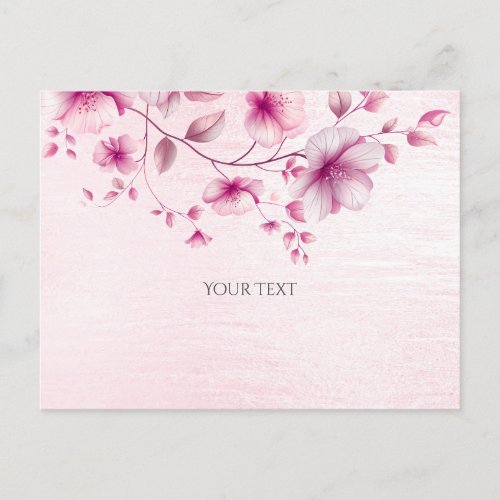 Watercolor Pink Flowers Postcard