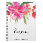 Watercolor Pink Flowers Posy Personalized Notebook at Zazzle