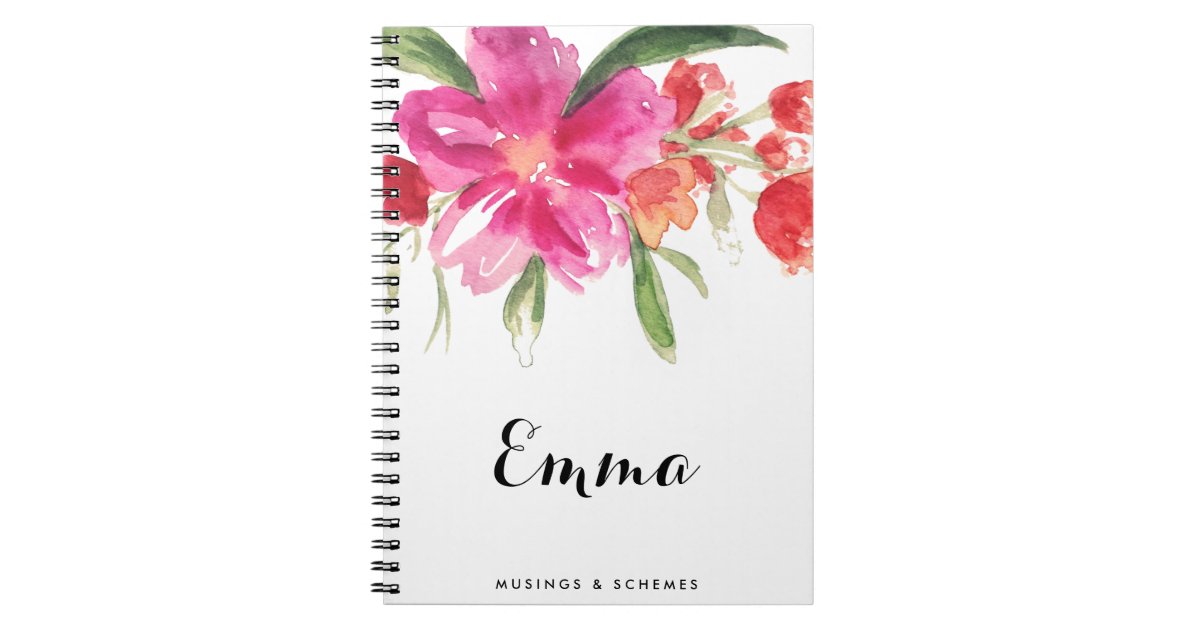 Personalized Pink Peony Flower Custom Name in Cursive Letters Gift
