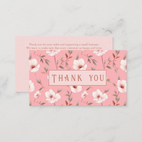 Watercolor pink flowers pretty thank you enclosure card