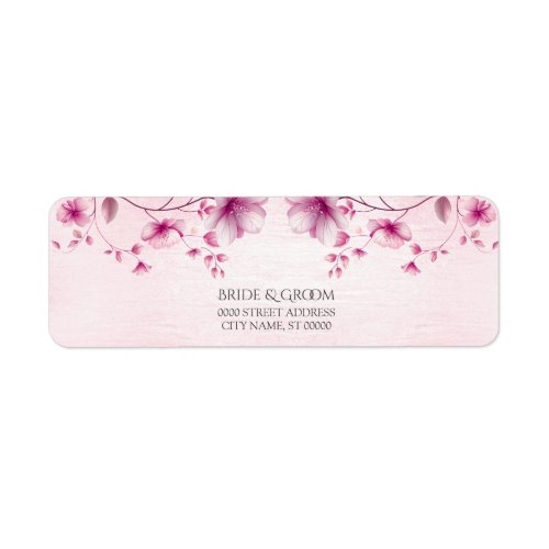 Watercolor Pink Flowers Return Address Label