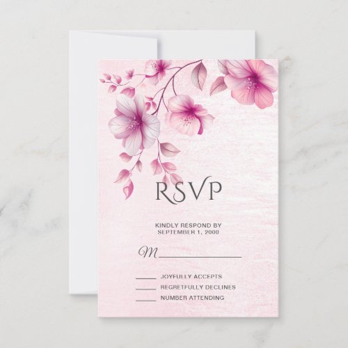 Watercolor Pink Flowers RSVP Card