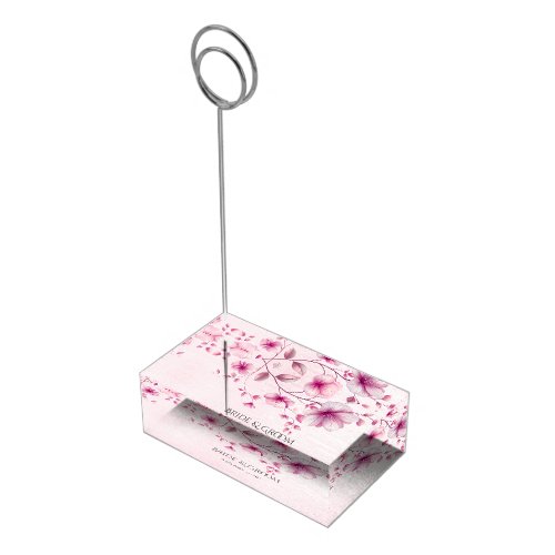 Watercolor Pink Flowers Table Card Holder