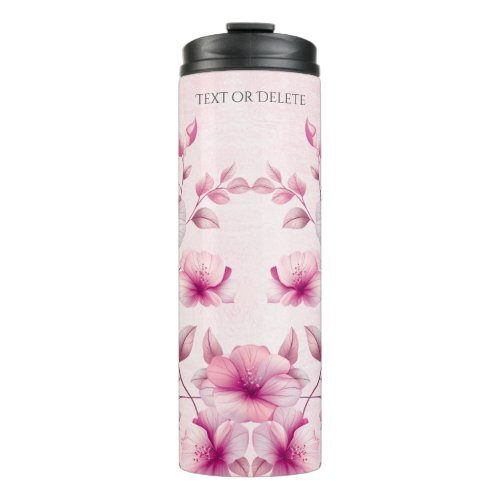 Watercolor Pink Flowers Thermal Tumbler