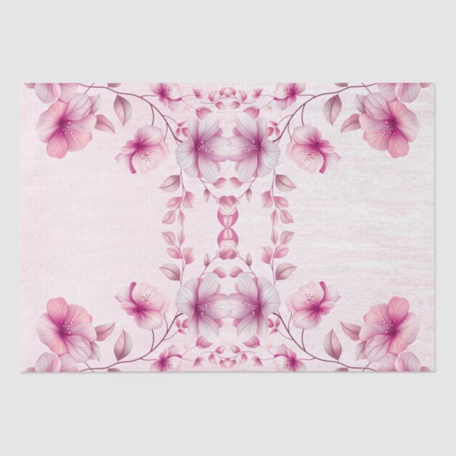 Watercolor Pink Flowers Tissue Paper (Front)