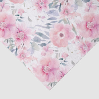 Watercolor Pink Flowers Tissue Paper