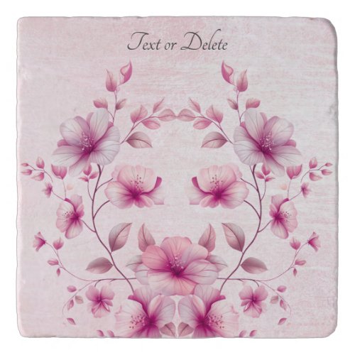 Watercolor Pink Flowers Trivet