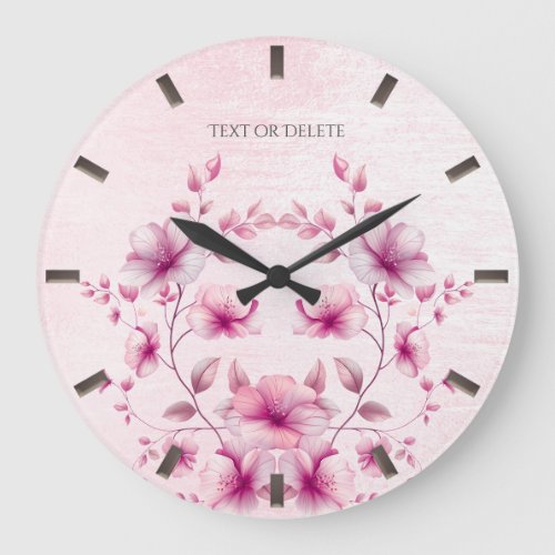 Watercolor Pink Flowers Wall Clock