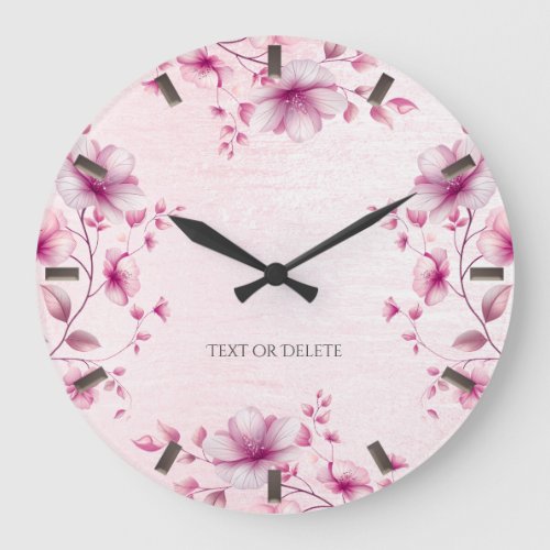 Watercolor Pink Flowers Wall Clock