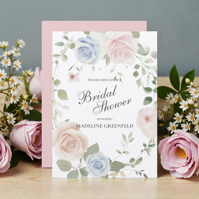 Watercolor Pink Flowers Wedding Bridal Shower Invitation (Creator Uploaded)