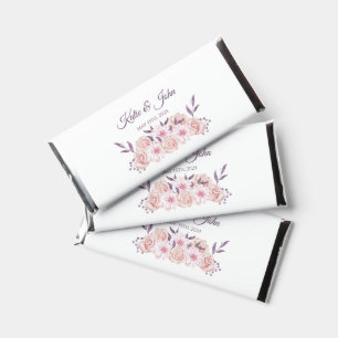 Watercolor Pink Flowers-Wedding Favor- Hershey Bar Favors