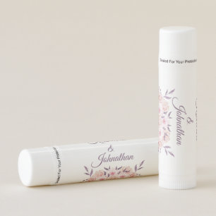 Watercolor Pink Flowers-Wedding Keepsake- Lip Balm