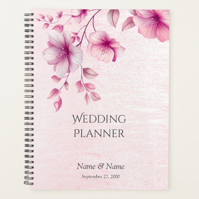 Watercolor Pink Flowers Wedding Planner (Front)