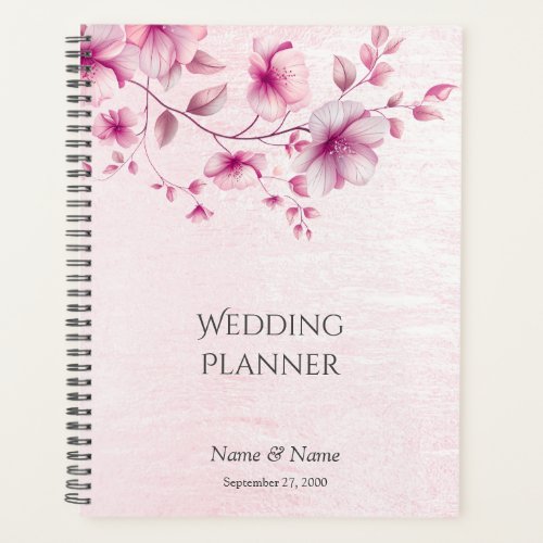 Watercolor Pink Flowers Wedding Planner
