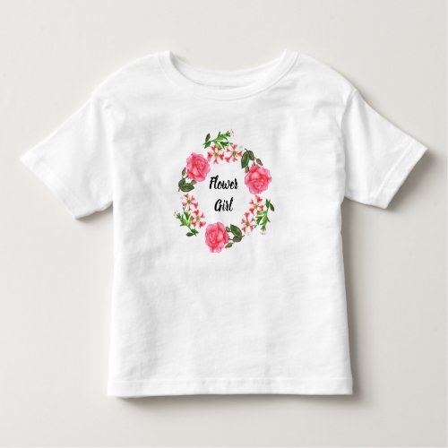Watercolor Pink Flowers Wreath Circle Toddler T_shirt