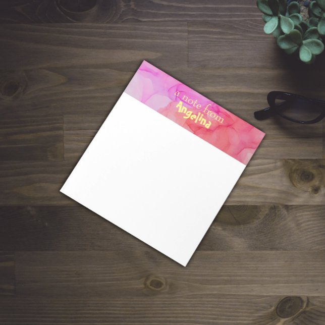 Watercolor pink fuchsia splash yellow letter notepad (Creator Uploaded)
