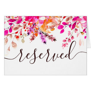 Watercolor pink garden floral wedding reserved cards