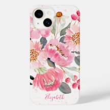 Watercolor Pink Garden Flowers