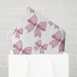 Watercolor Pink Gingham Bow Tissue Paper