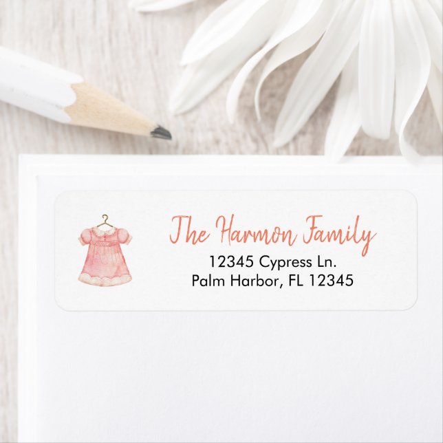 Watercolor Pink Girl Dress Label (Insitu)