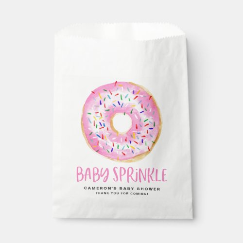 Watercolor Pink Glazed Donut Baby Sprinkle Favor Bag