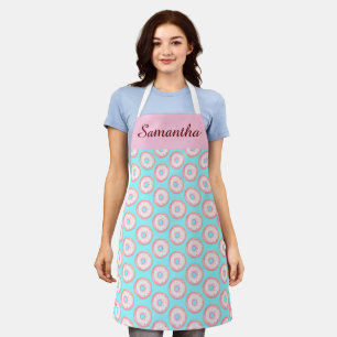 Watercolor Pink Glazed Sprinkle Donuts Apron