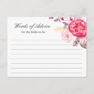 Watercolor Pink Gold Floral Words of Advice Card