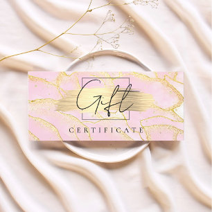 Watercolor Pink Gold Foil Gift Certificate Voucher