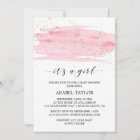 Watercolor Pink & Gold It's A Girl Baby Shower