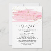 Watercolor Pink & Gold It's A Girl Baby Shower Invitation (Front)