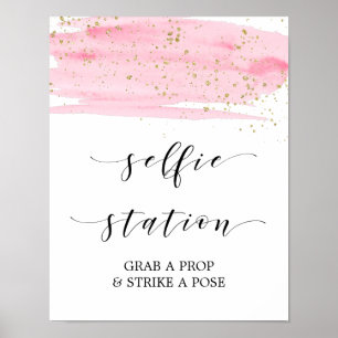 Watercolor Pink & Gold Selfie Station Sign