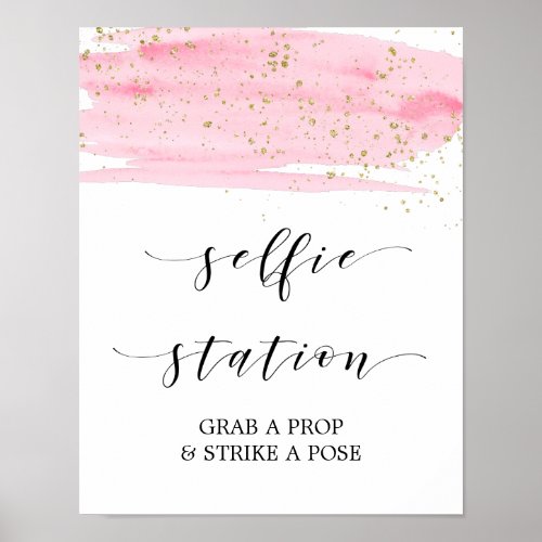 Watercolor Pink  Gold Selfie Station Sign