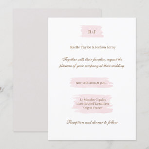Watercolor Pink Gold White Gray Elegant Wedding Invitation