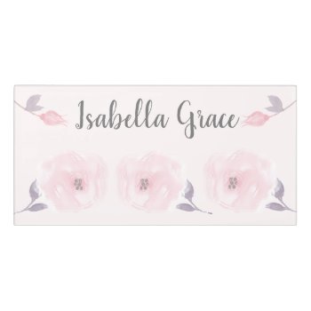 Watercolor Pink Gray Roses Girl Door Sign by Personalizedbydiane at Zazzle