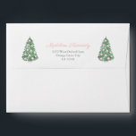 Watercolor Pink Green Christmas Tree Tartan Lined  Envelope<br><div class="desc">Envelope design with a cosy pink and green tartan check liner and the name / address flanked by a watercolor Christmas tree decorated with pink and white baubles. These watercolor elements were handpainted by me. I have invitations,  holiday cards,  gift tags and other items that match these envelopes.</div>