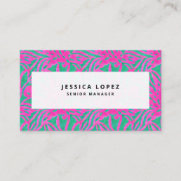 Watercolor Pink + Green Damask Professional Busine Business Card