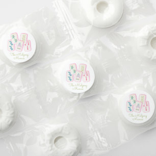 Watercolor Pink & Green Mahjong Tiles Enclosure Life Saver® Mints