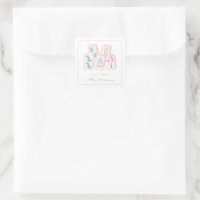 Watercolor Pink & Green Mahjong Tiles Enclosure