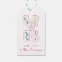 Watercolor Pink & Green Mahjong Tiles Personalized