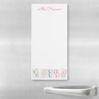 Watercolor Pink & Green Mahjong Tiles Personalized