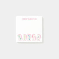 Watercolor Pink & Green Mahjong Tiles Personalized