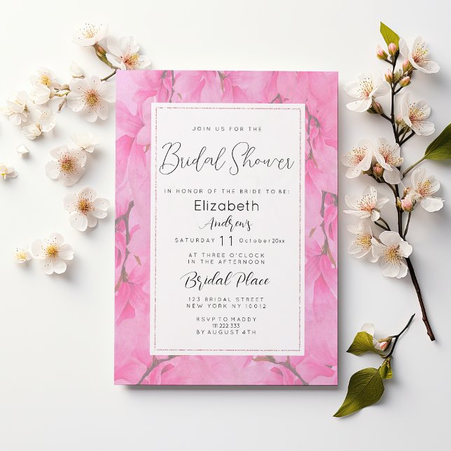 Watercolor pink green orchid flower Bridal Shower  Invitation (Watercolor pink green orchid flower Bridal Shower)