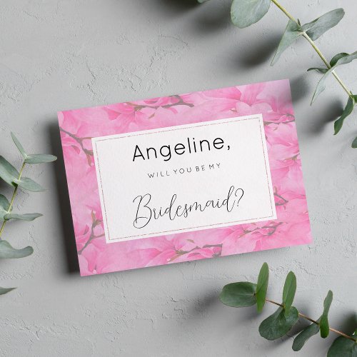 Watercolor pink green orchid flowers Bridesmaid