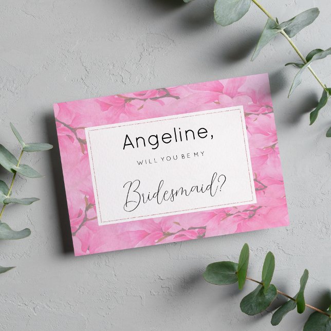 Watercolor pink green orchid flowers Bridesmaid Invitation (Watercolor pink green orchid flowers Bridesmaid )