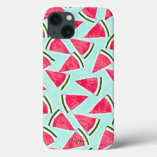 Watercolor Pink Green Watermelon Triangles iPhone 13 Case