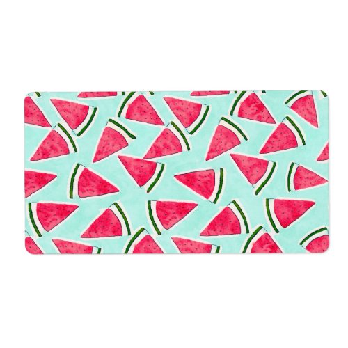 Watercolor Pink Green Watermelon Triangles Label